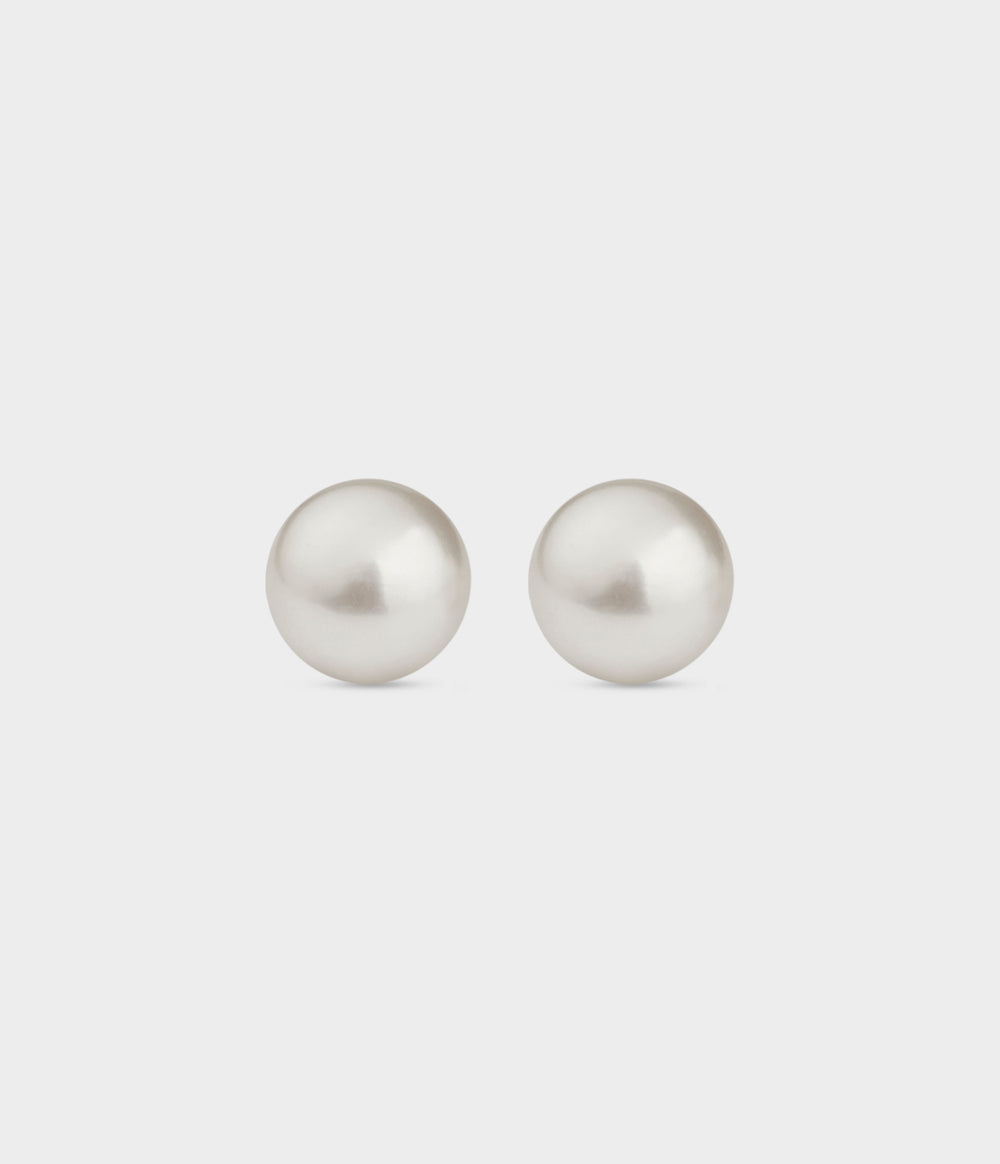 Betty Pearl Studs / Sterling Silver / Button White Pearls