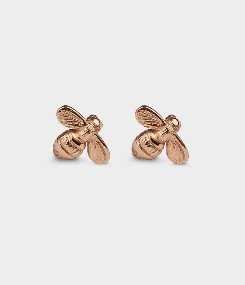Bee Stud Earrings / 9 Carat Rose Gold