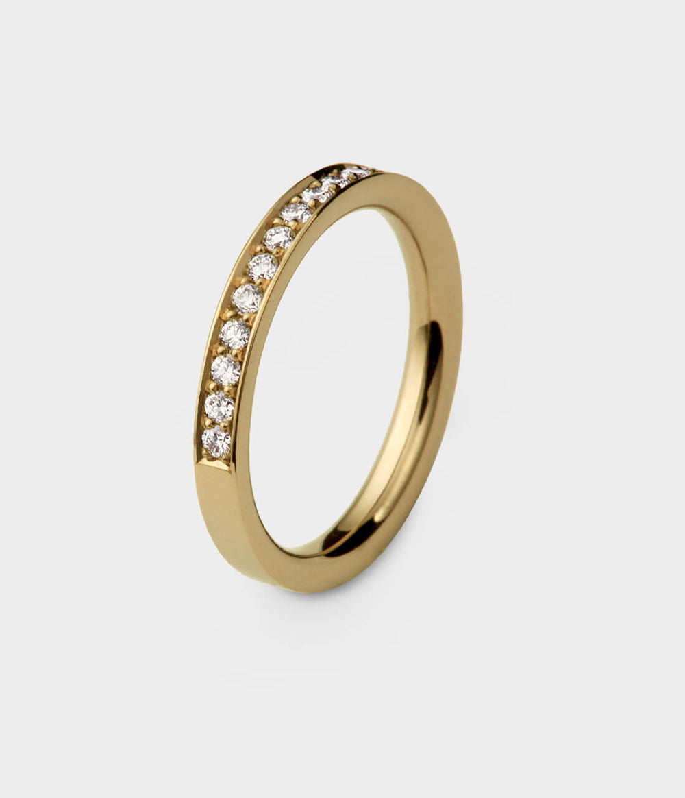 Glimmer of Light Half Eternity Ring in 18ct Yellow Gold with Diamond, Size L