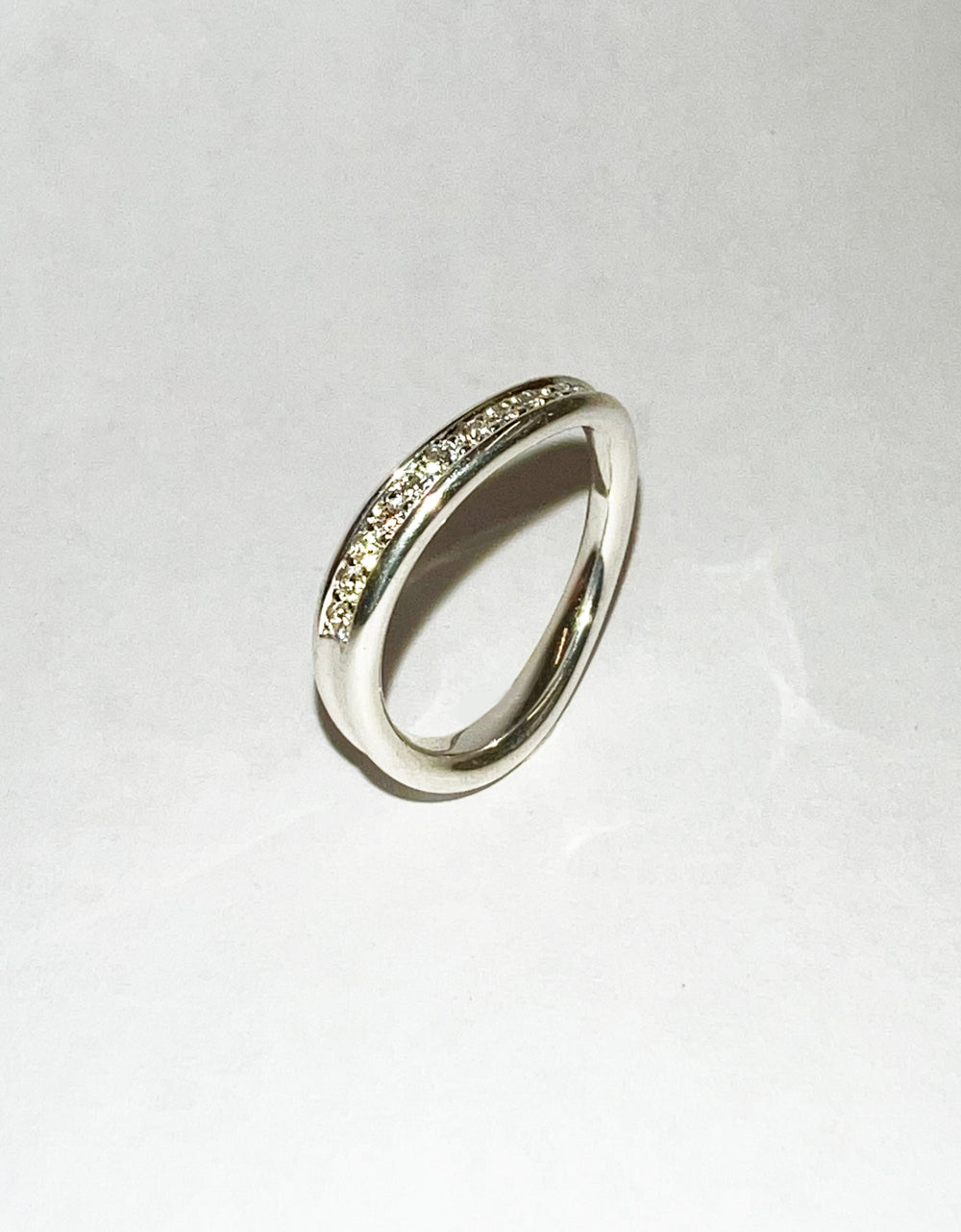 Liquid Wave Half Eternity Ring in Silver, Size L