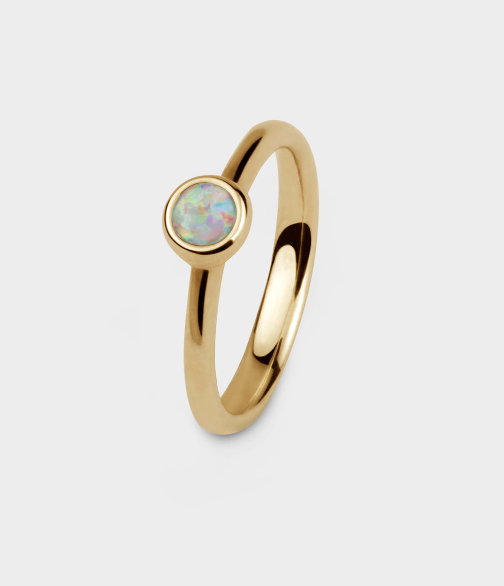 Halo 4 Ring / 9ct Yellow Gold / Opal / Size K
