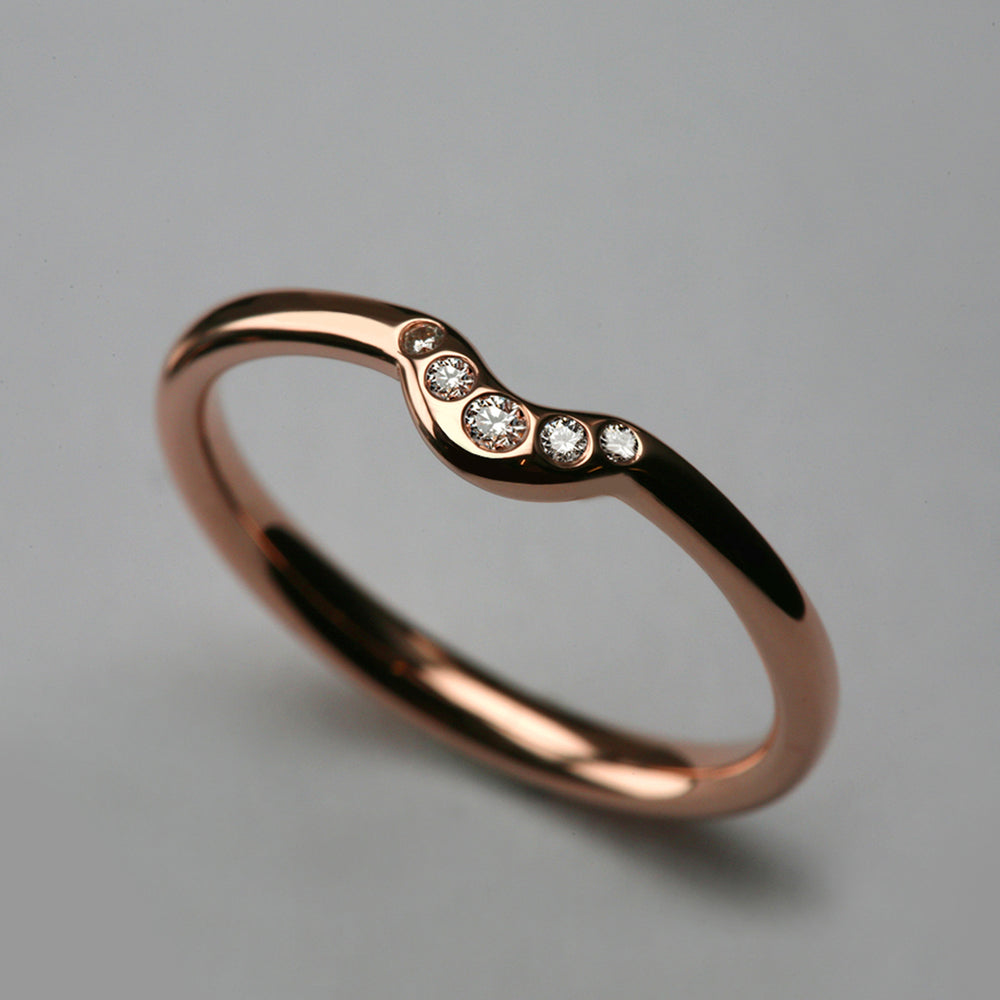 Dainty Belle Eternity Ring with Diamonds in 18ct Rose Gold, Size L