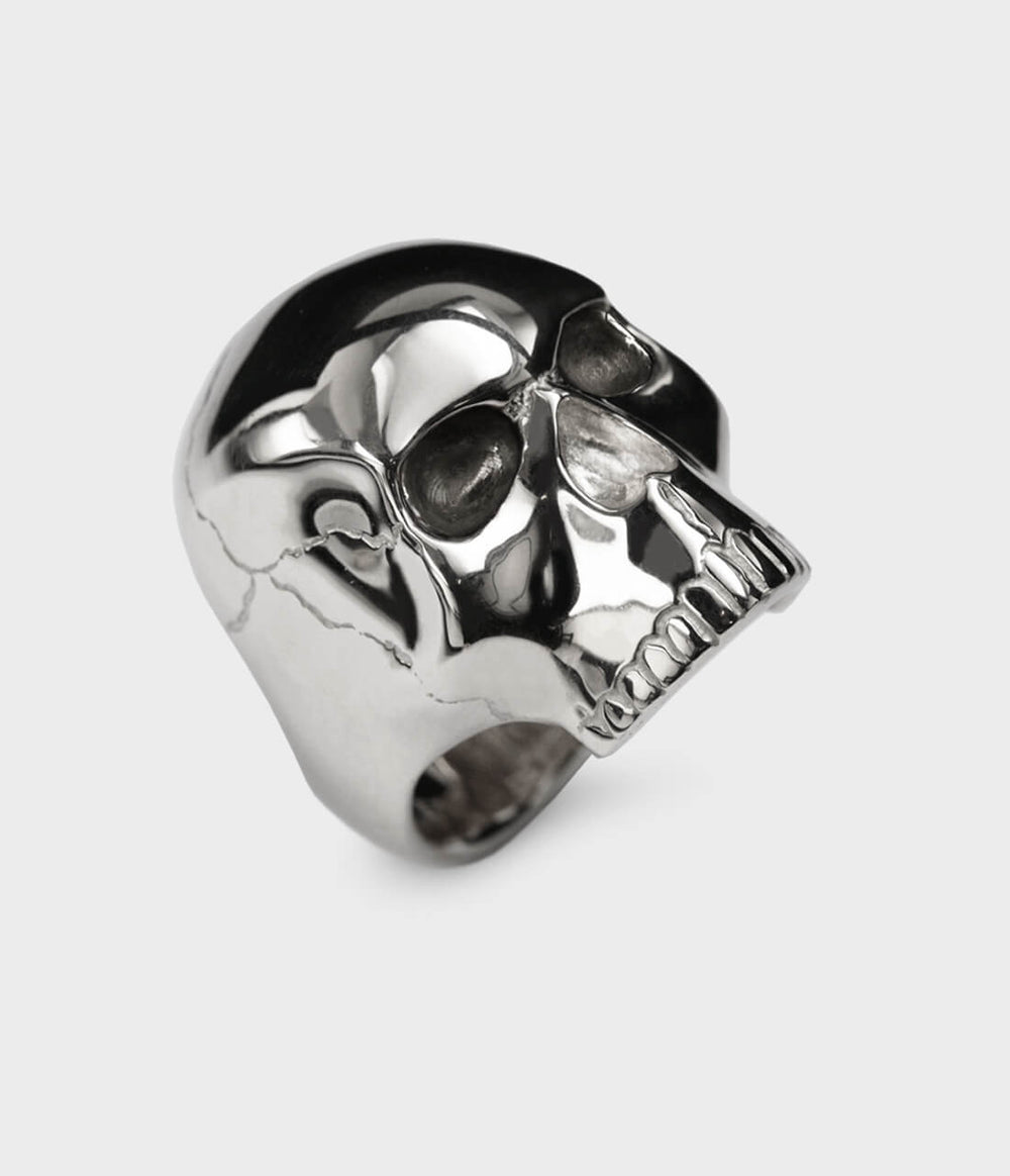 Large Skull Ring in Silver, Size W