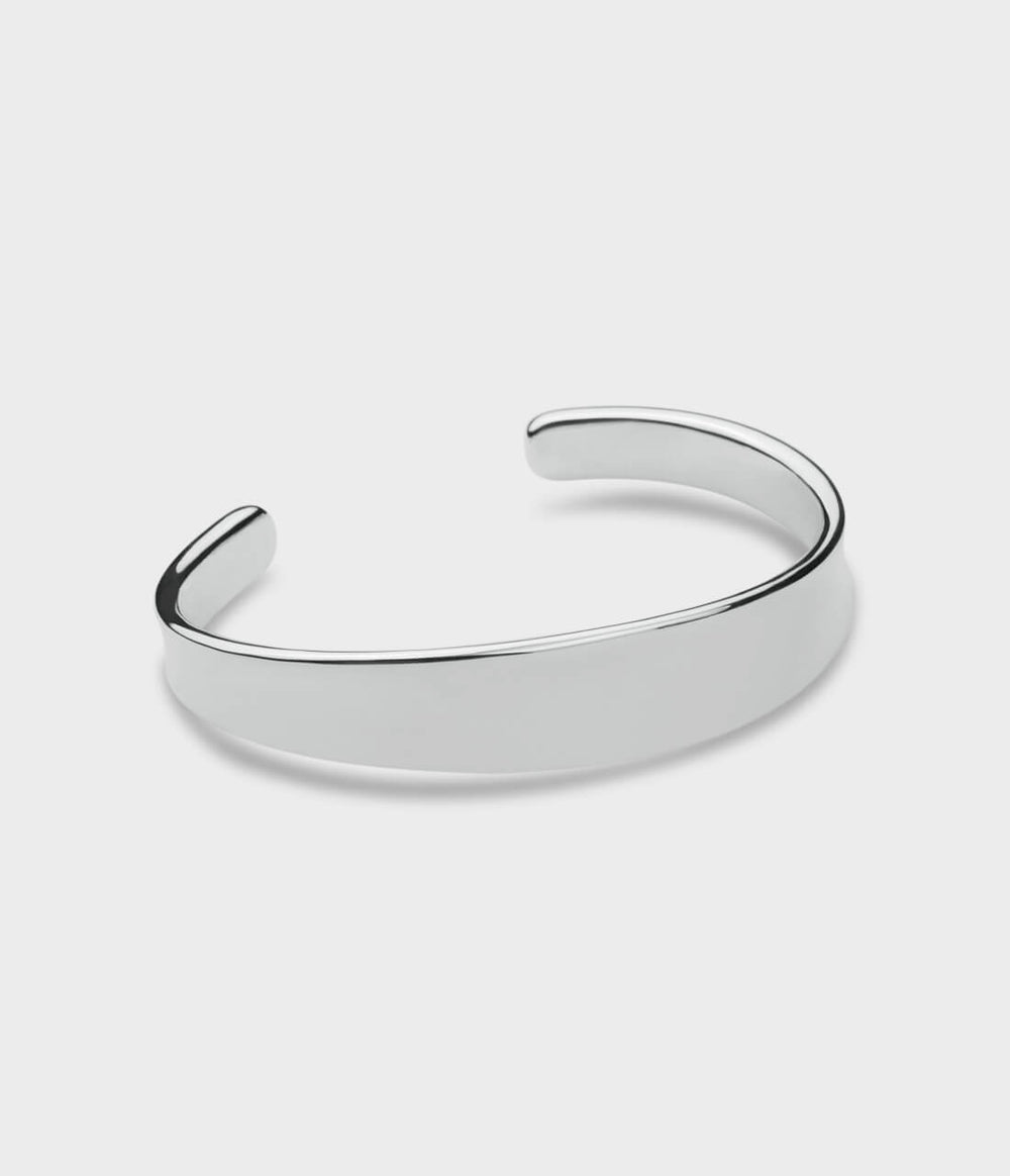 Liquid Bangle in Silver, Size Large