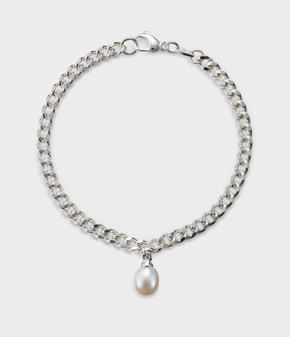 Mariner Bracelet with White Pearl, Size Medium