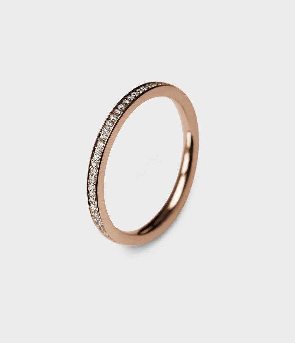 Diamond Eternity Extra Slim Ring in 18ct Rose Gold, Size M