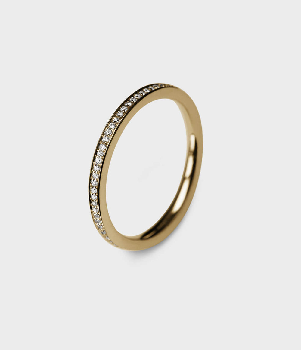 Diamond Eternity Extra Slim Ring in 18ct Yellow Gold, Size L