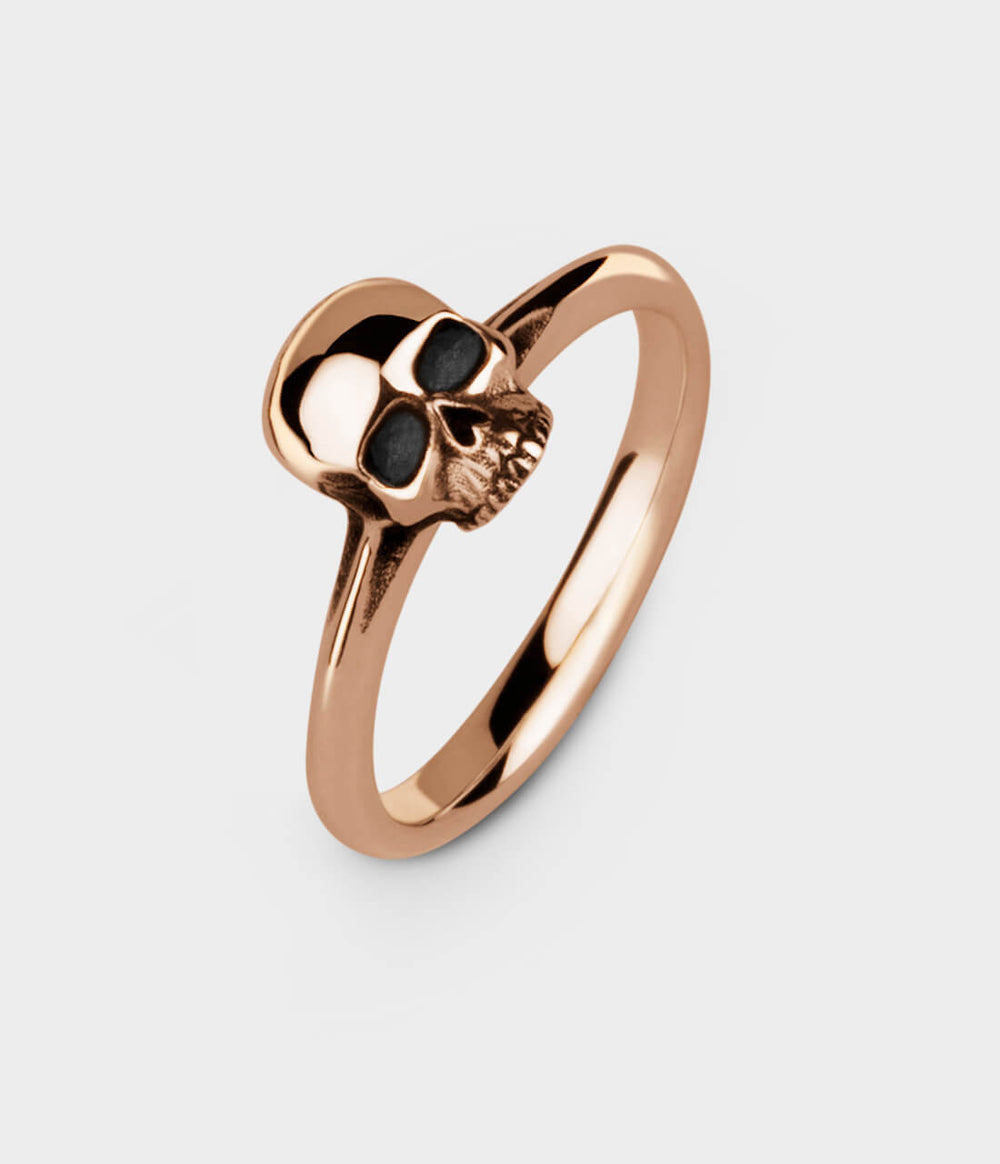 Mini Skull Ring in 9ct Rose Gold, Size S