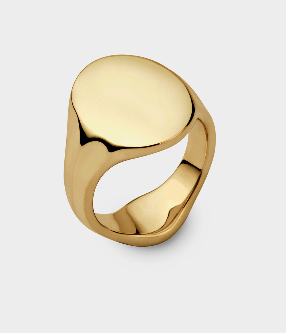 Oval Signet Ring in 9ct Yellow Gold, Size H 1/2