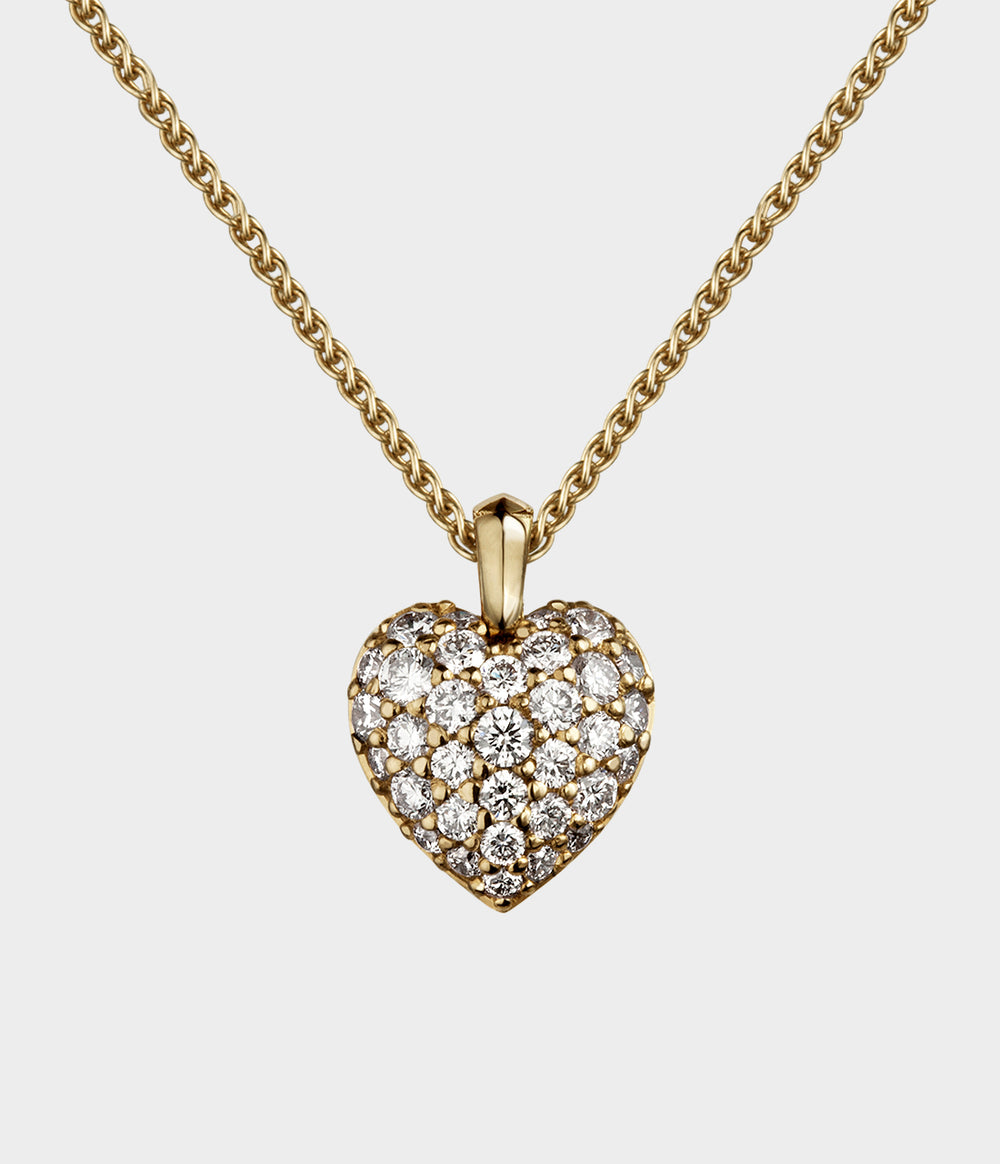 Raspberry Heart Necklace in 9ct Yellow Gold with Diamond