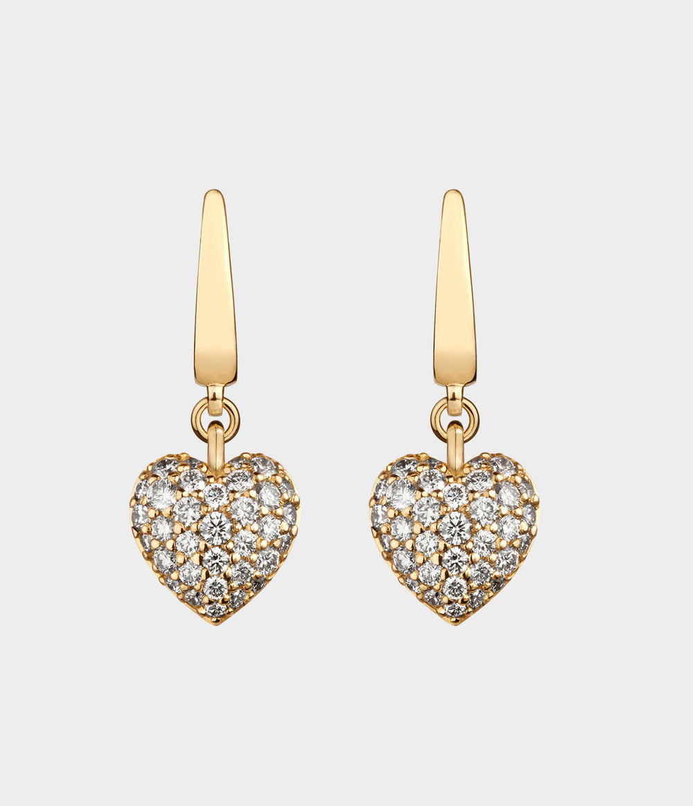 Raspberry Heart Clip Earrings / 9 Carat Yellow Gold