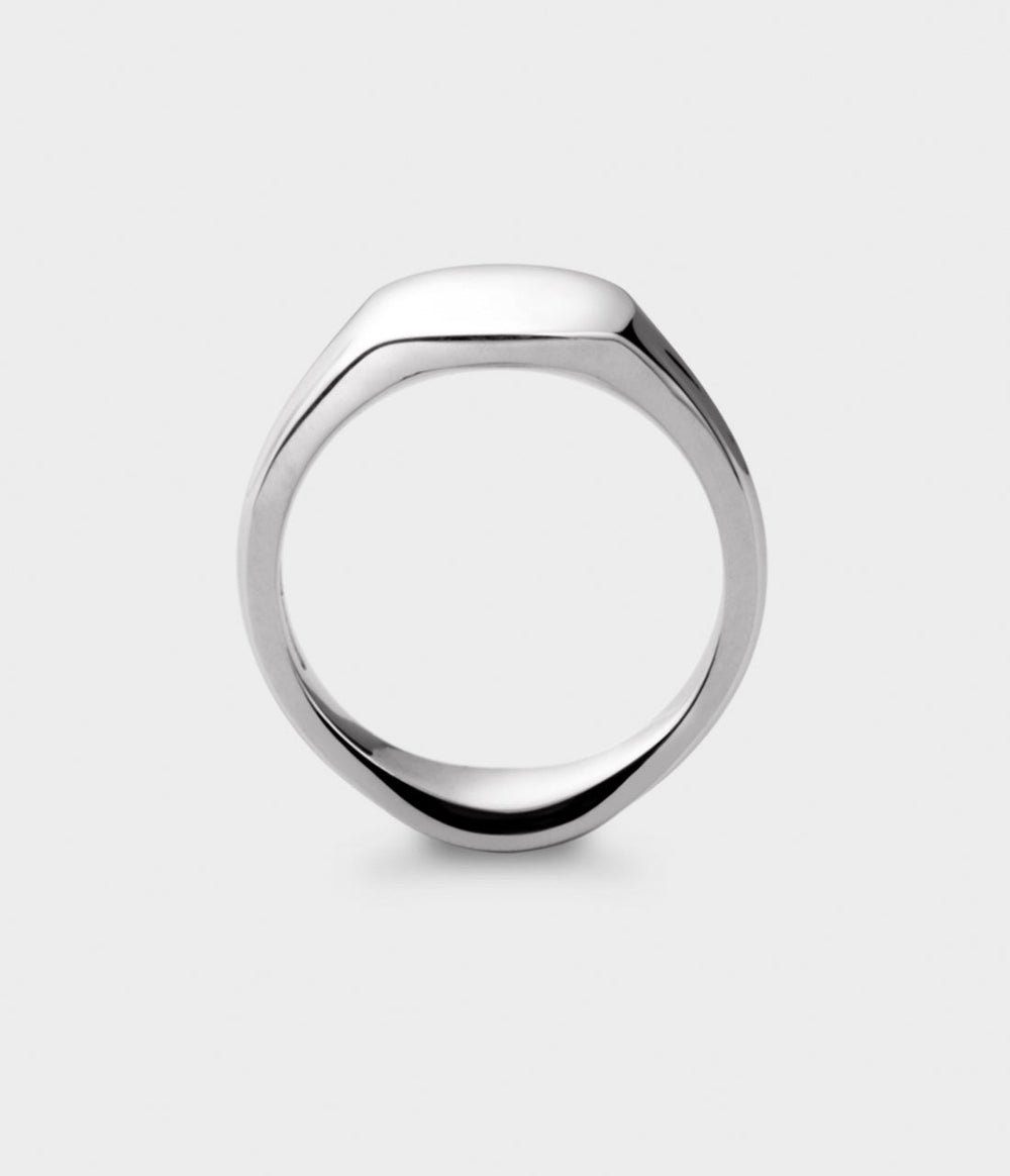 Small Signet Ring in Silver with Diamonds, Size K