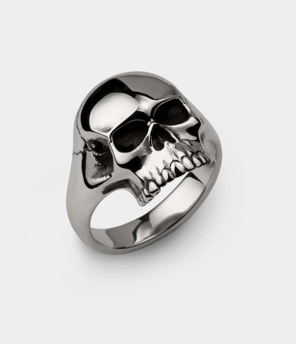 Skull Ring in Titanium, Size Q