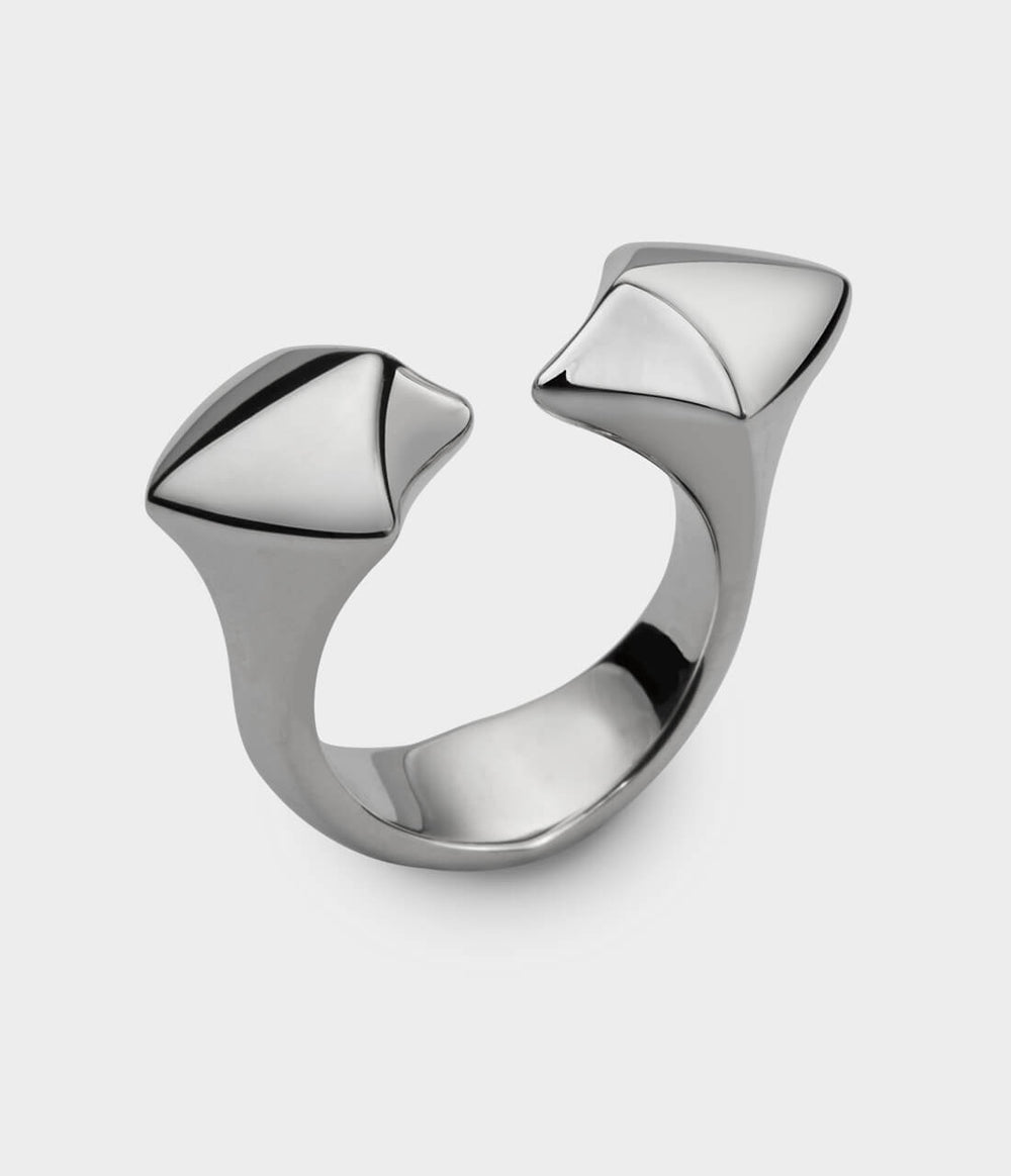 3/4 profile of a silver Small Arrowhead Ring