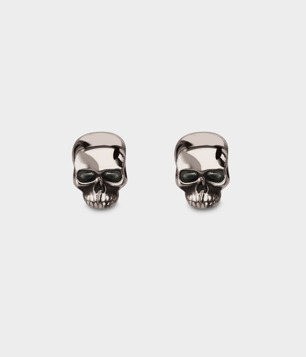 Skull Stud Earrings / 9 Carat White Gold - Custom Option / No Stones