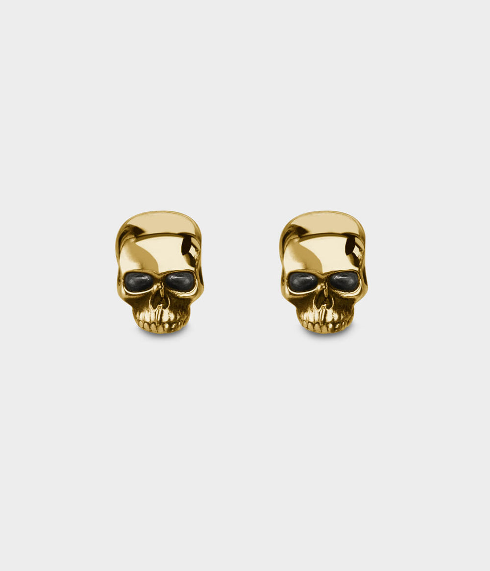 Skull Stud Earrings / 9 Carat Yellow Gold / No Stones
