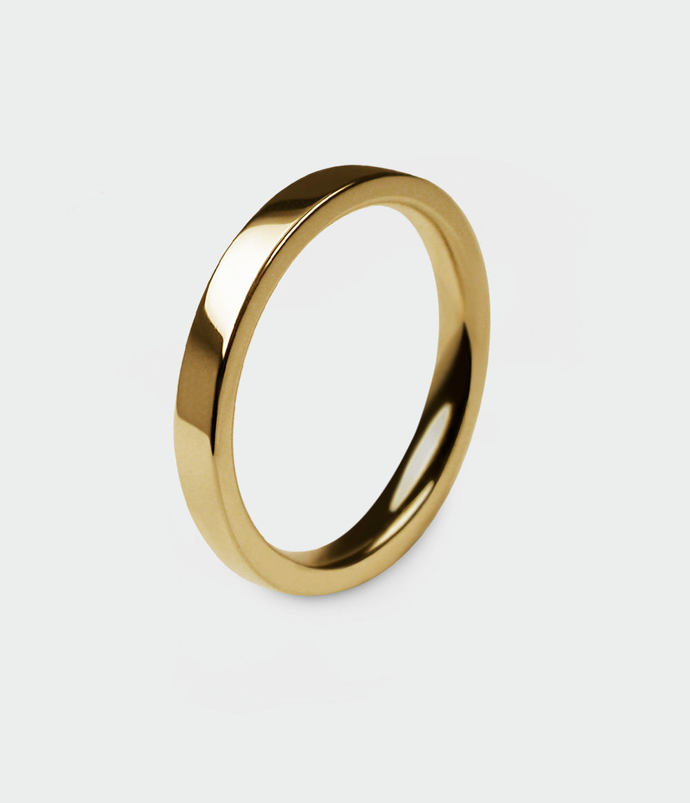 Times Square Wedding Ring in 18ct Yellow Gold, Size P