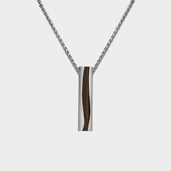 silver and thames  Wood wave Pendant Chain Necklace
