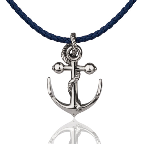 Blue Monday: Men’s Anchor Leather Pendant Necklace