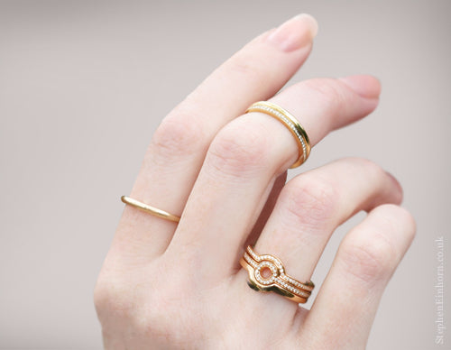 Dainty Bands Of Gold & Micro Pavé Setting