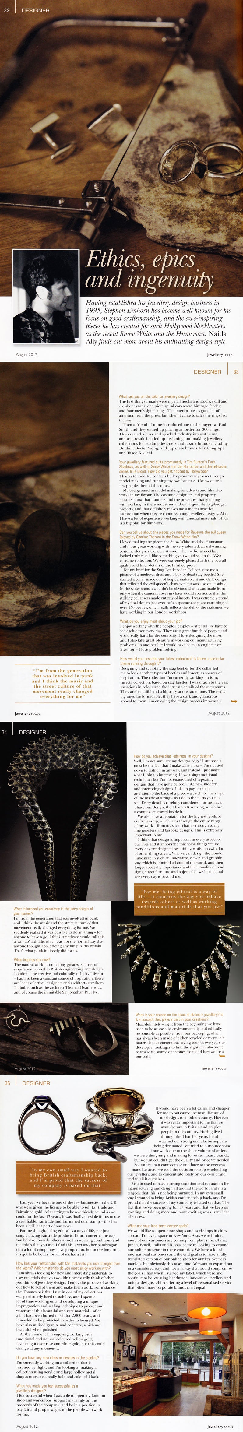 Stephen Einhorn In Jewellery Focus Magazine