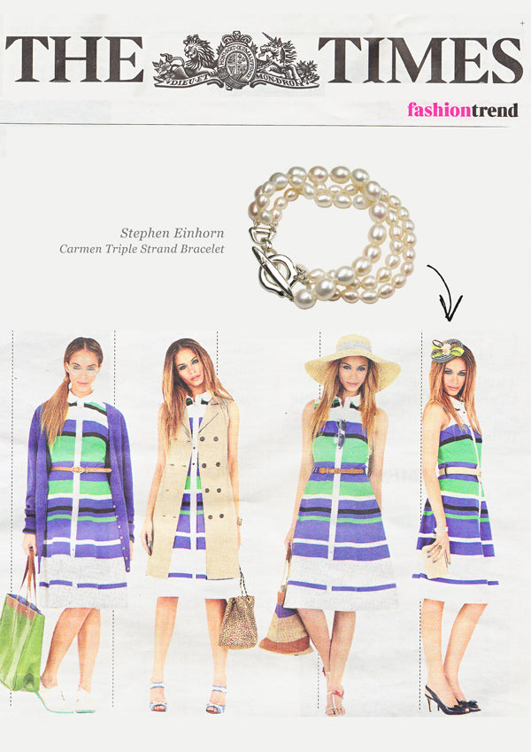 Stephen Einhorn Pearl Bracelet in The Times Newspaper