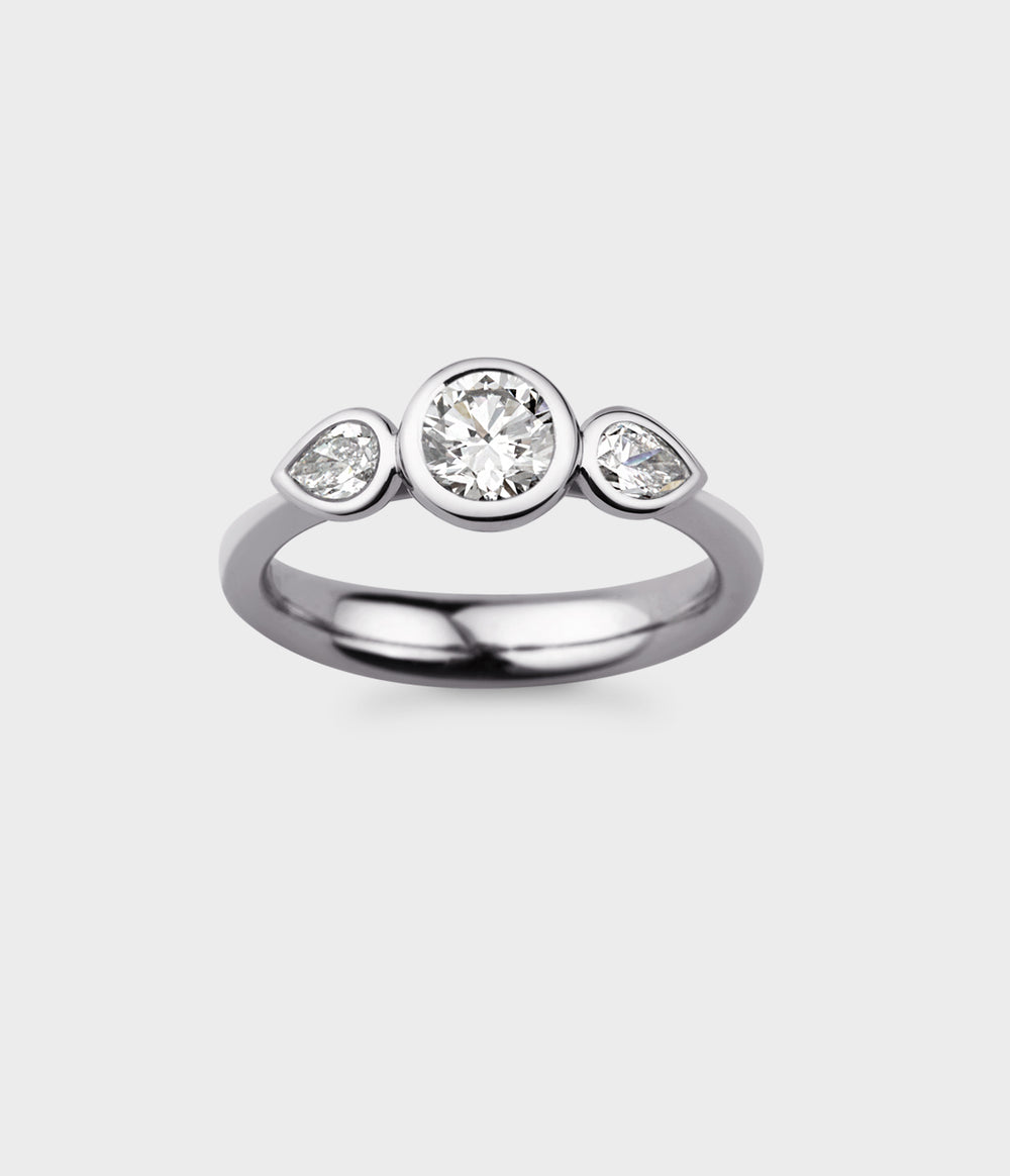 Angel 1/2 Carat Three Stone Engagement Ring in Platinum - Alternate View