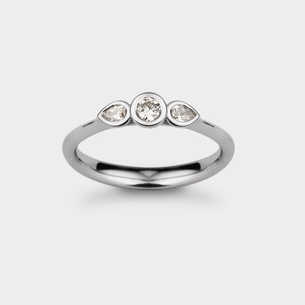 Angel Three Stone Engagement Ring in Platinum - Top View