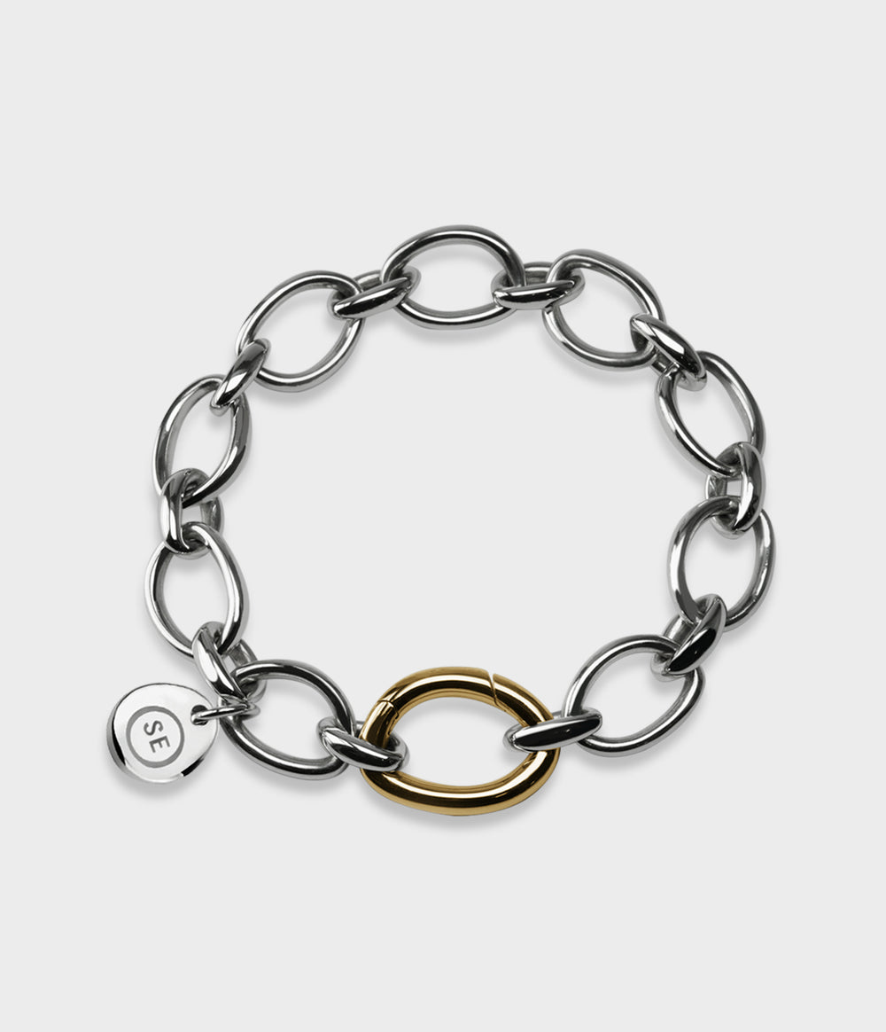 Belgravia Snap Bracelet in Silver & 9ct Yellow Gold, Small 19cm