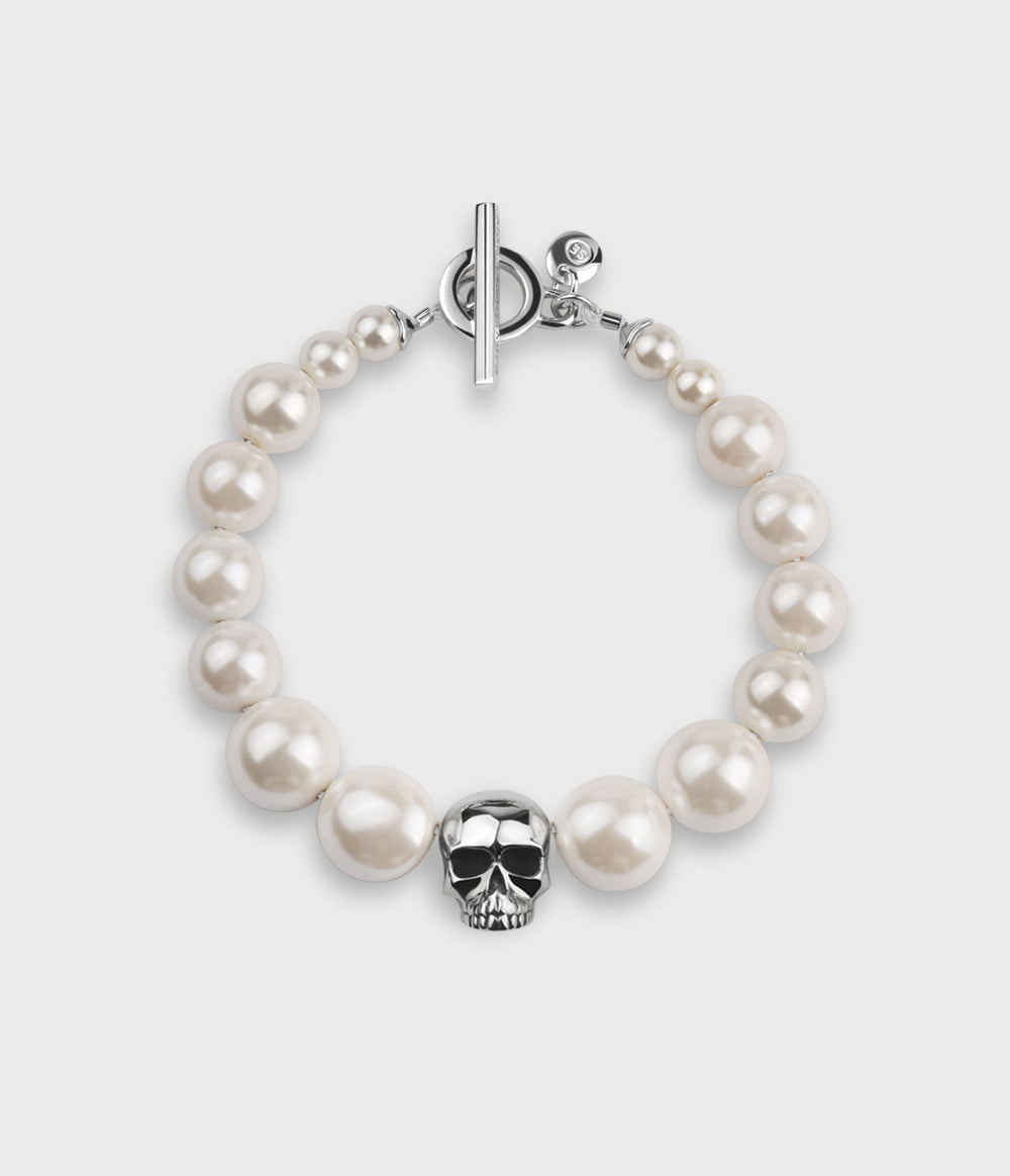 Blanche Skull & Pearl Bracelet / Sterling Silver