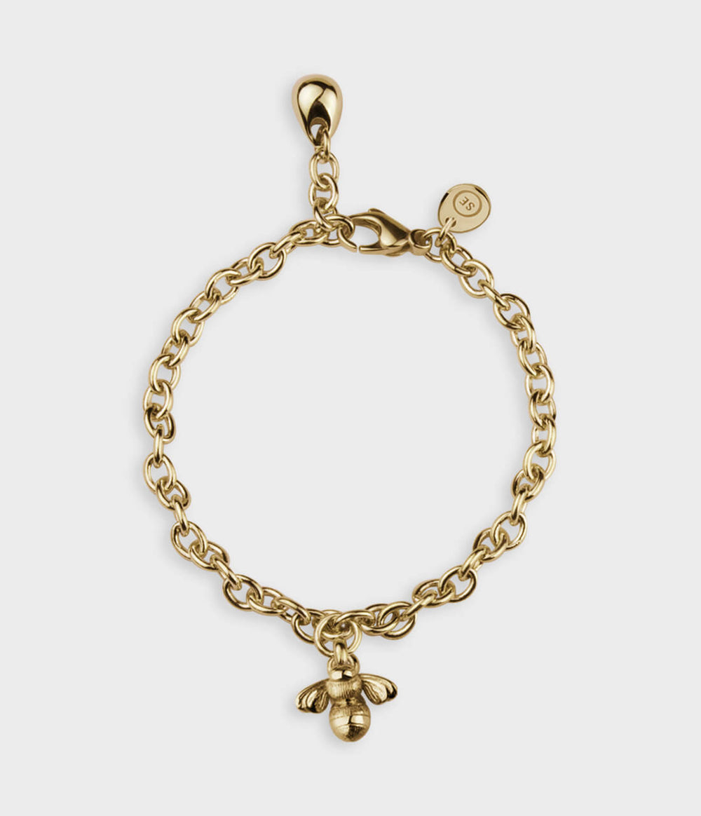 Bumblebee Charm Bracelet / 9 Carat Yellow Gold / No Stones