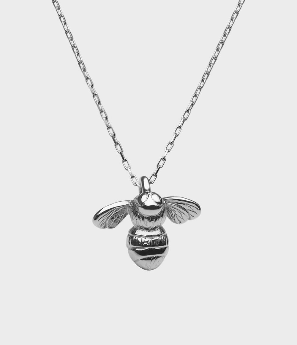 Bumblebee Charm Necklace / Sterling Silver / No Stones