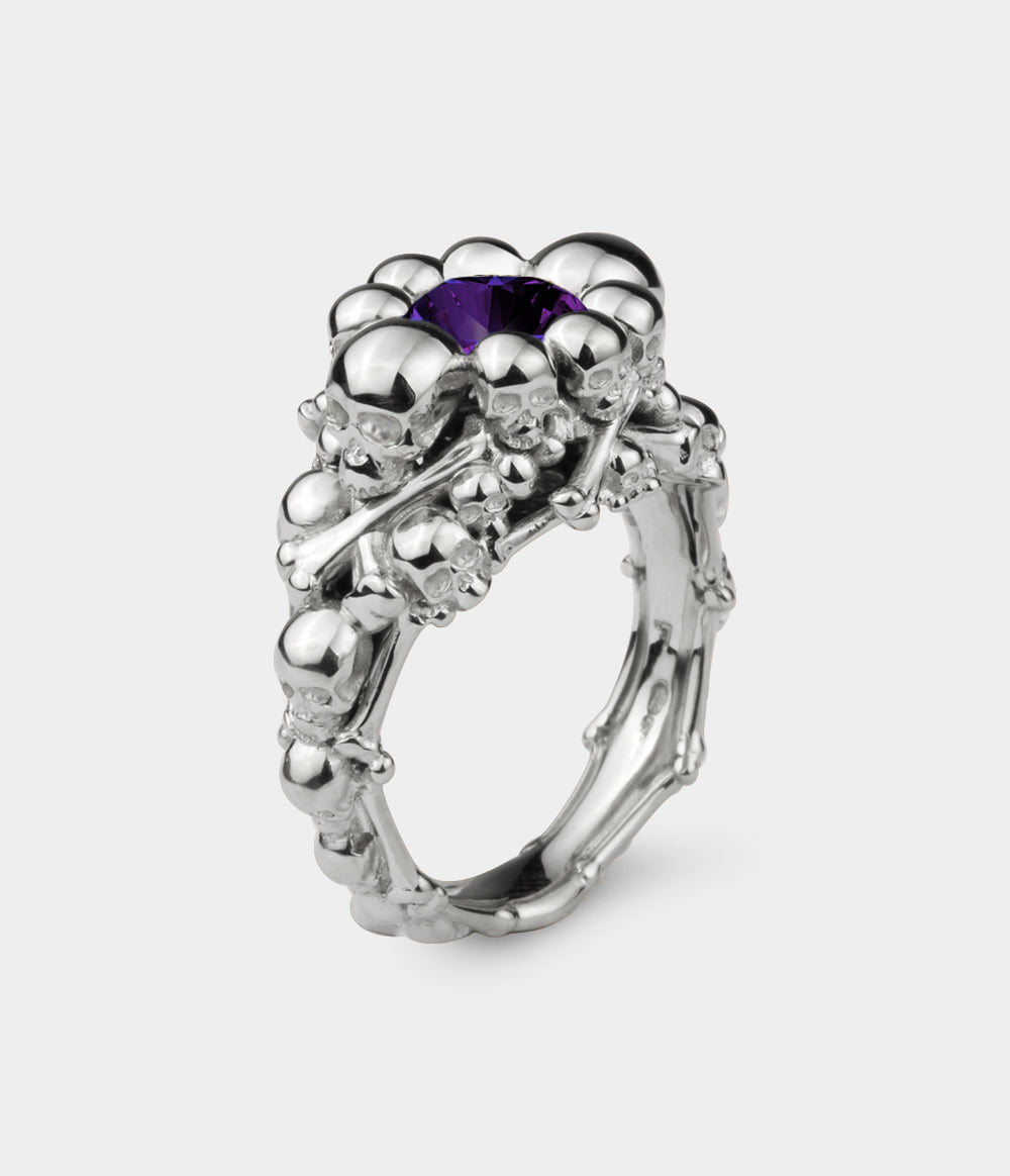 Catacomb Ring in Silver with Amethyst, Size L