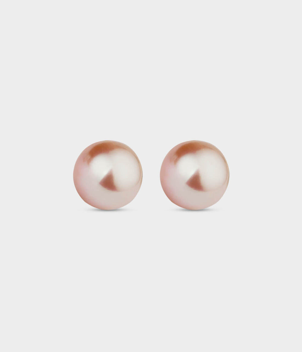Carmen Pearl Studs / Sterling Silver / Button Pink Pearls