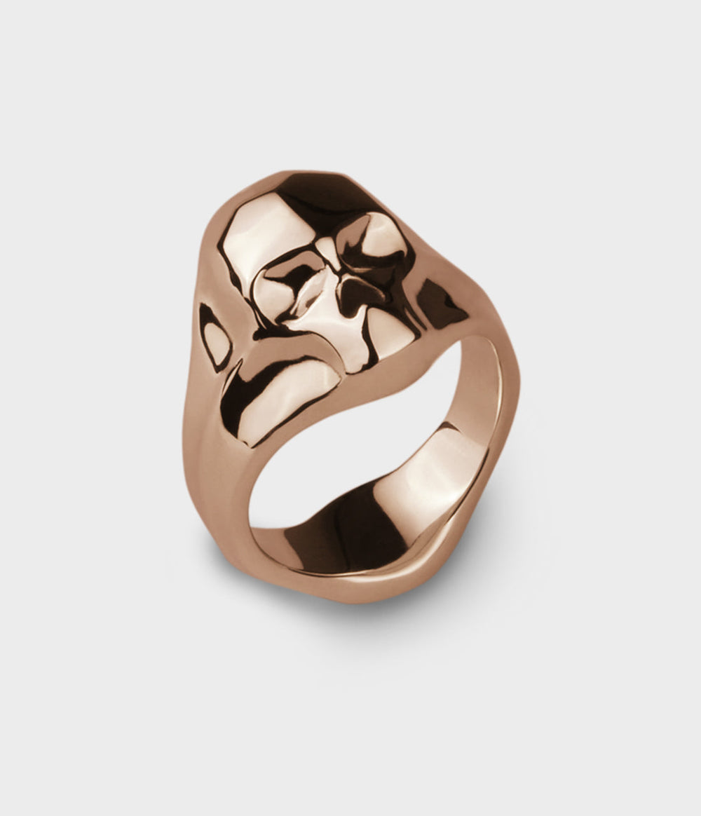 Carved Skull in 9ct Rose Gold, Size O