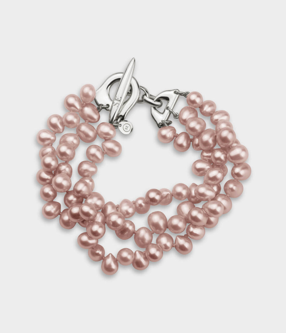 Contessa Bracelet / Sterling Silver / Top Drilled Pink Pearls
