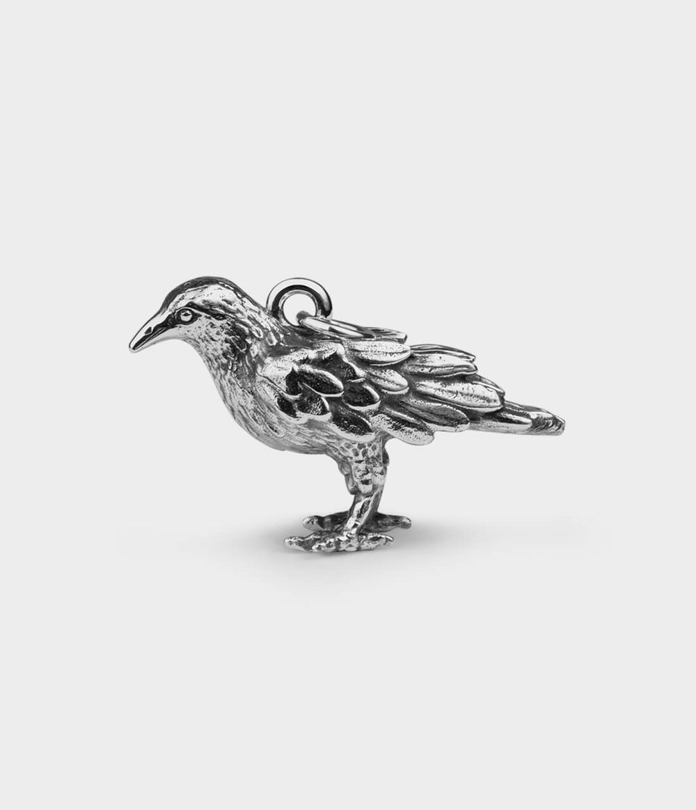 Small Crow Charm / Sterling Silver
