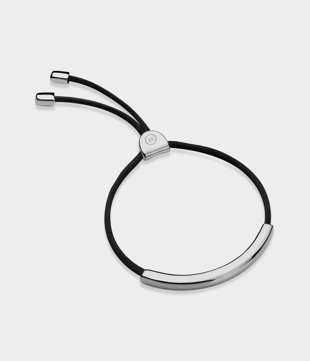Curved Air Cord Bracelet / Silver / Black Cord