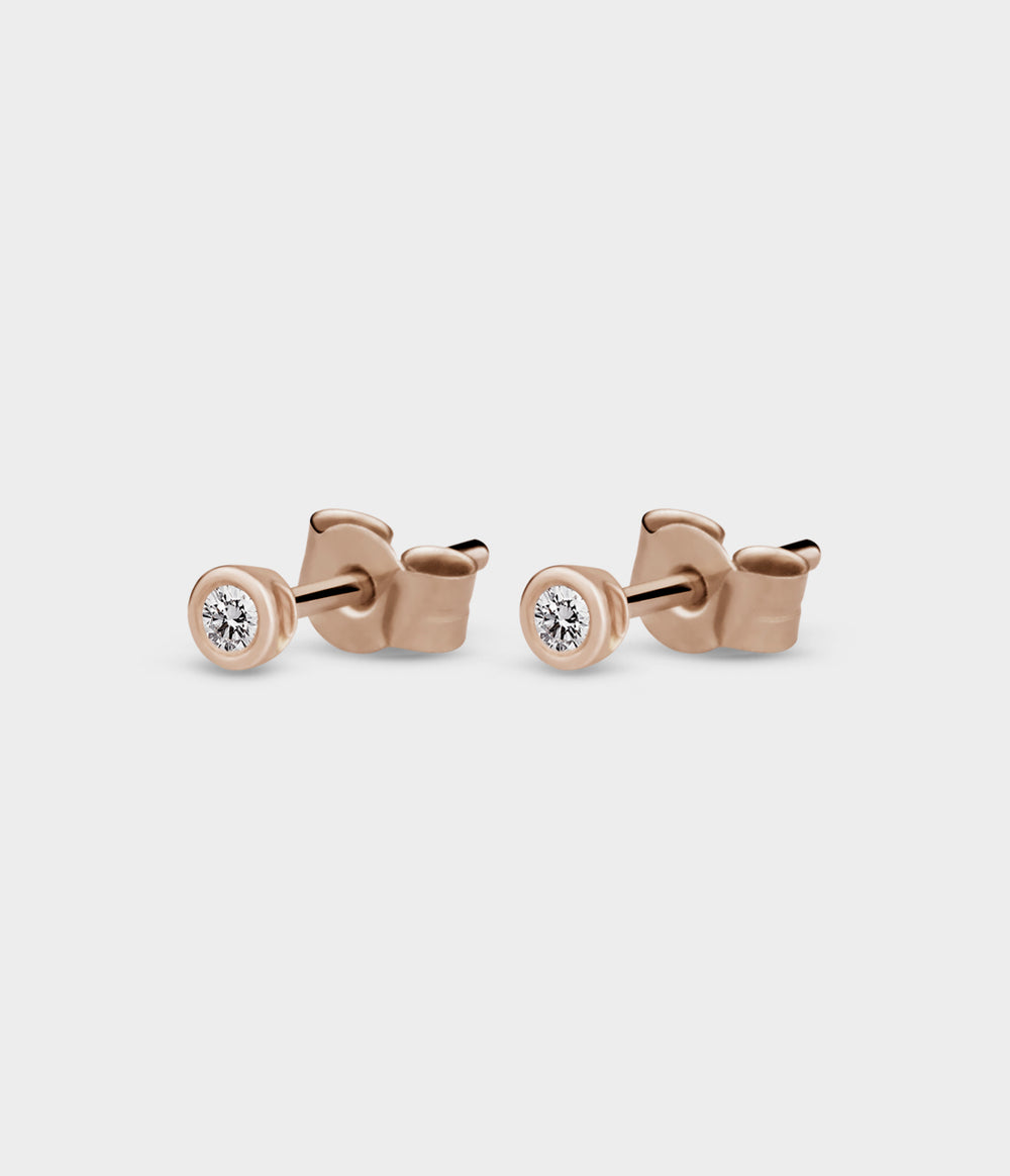 Mini Halo Studs in 14ct Rose Gold with Diamonds