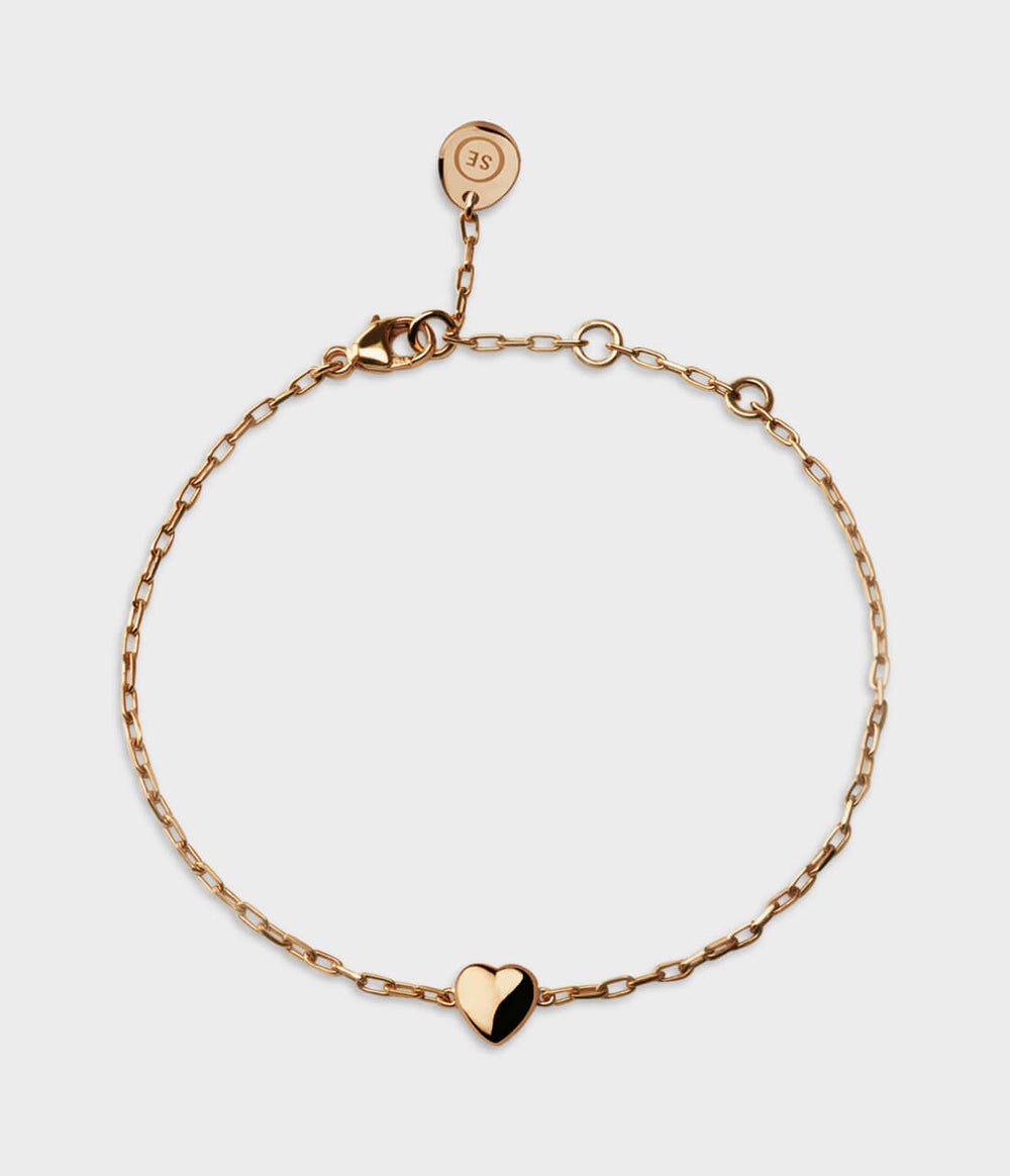 Dainty Heart Bracelet / 9 Carat Rose Gold / No Stones