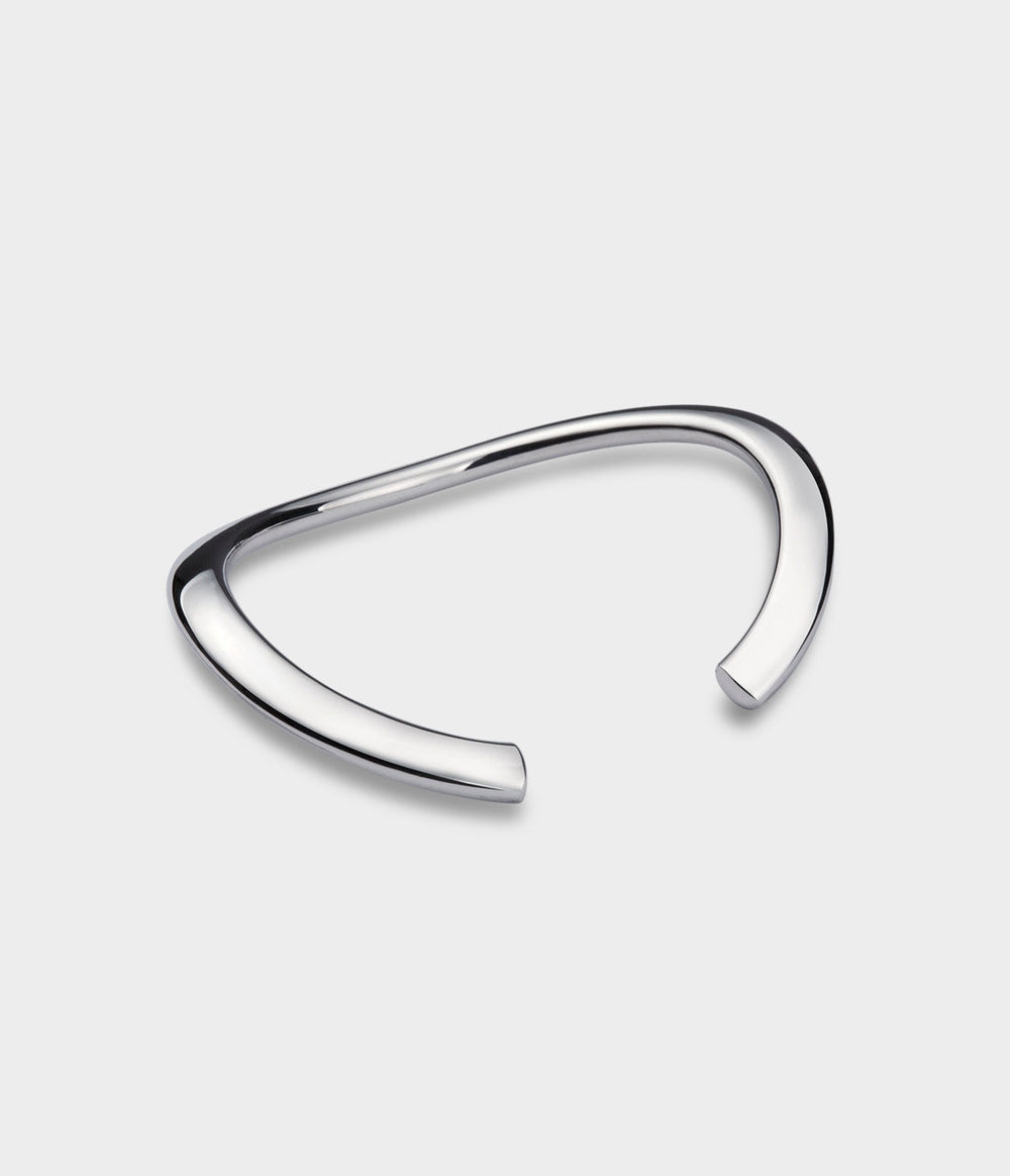 Ellipse Bangle in Silver, Size Medium