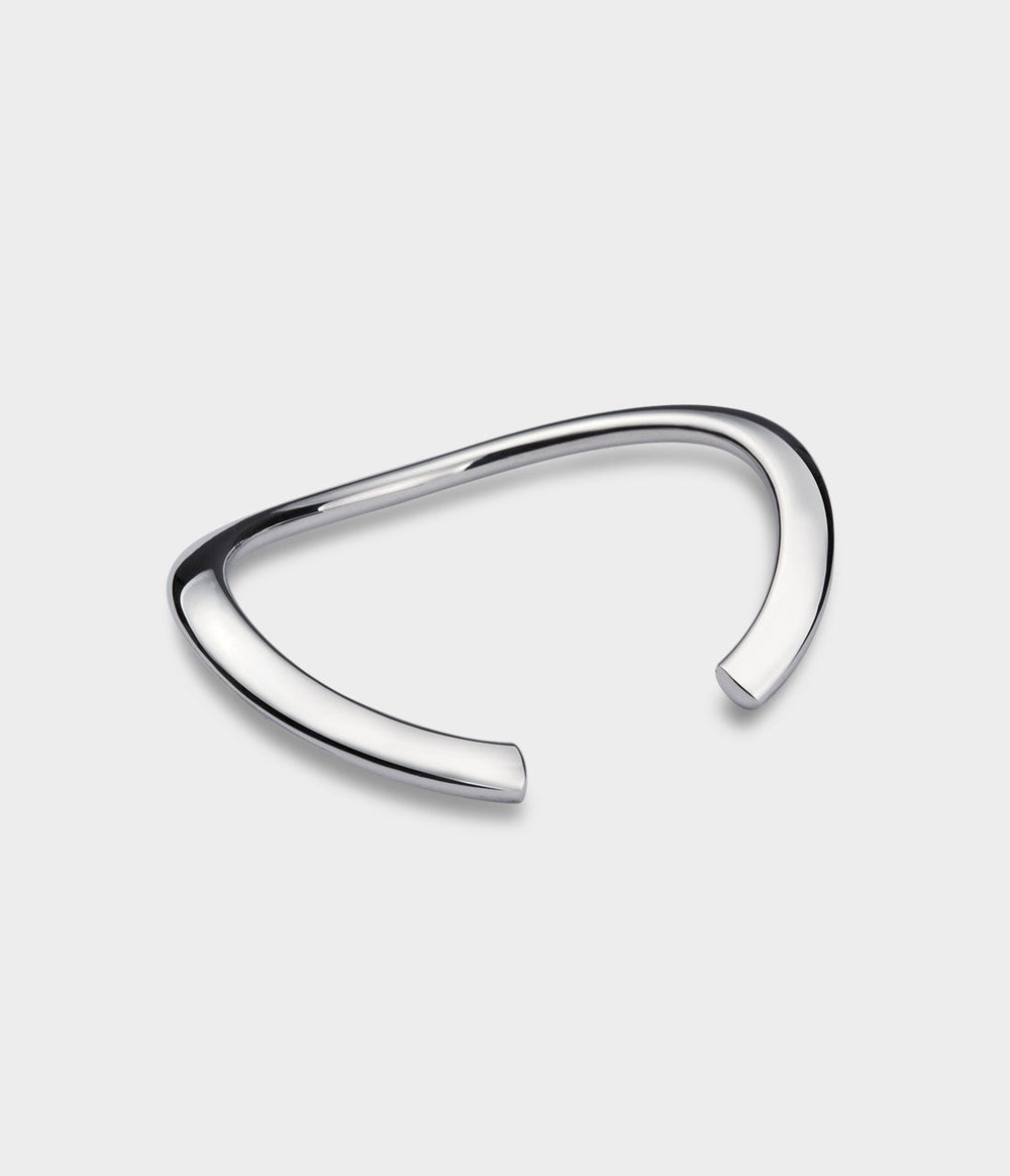 Ellipse Bangle in Silver, Size Large