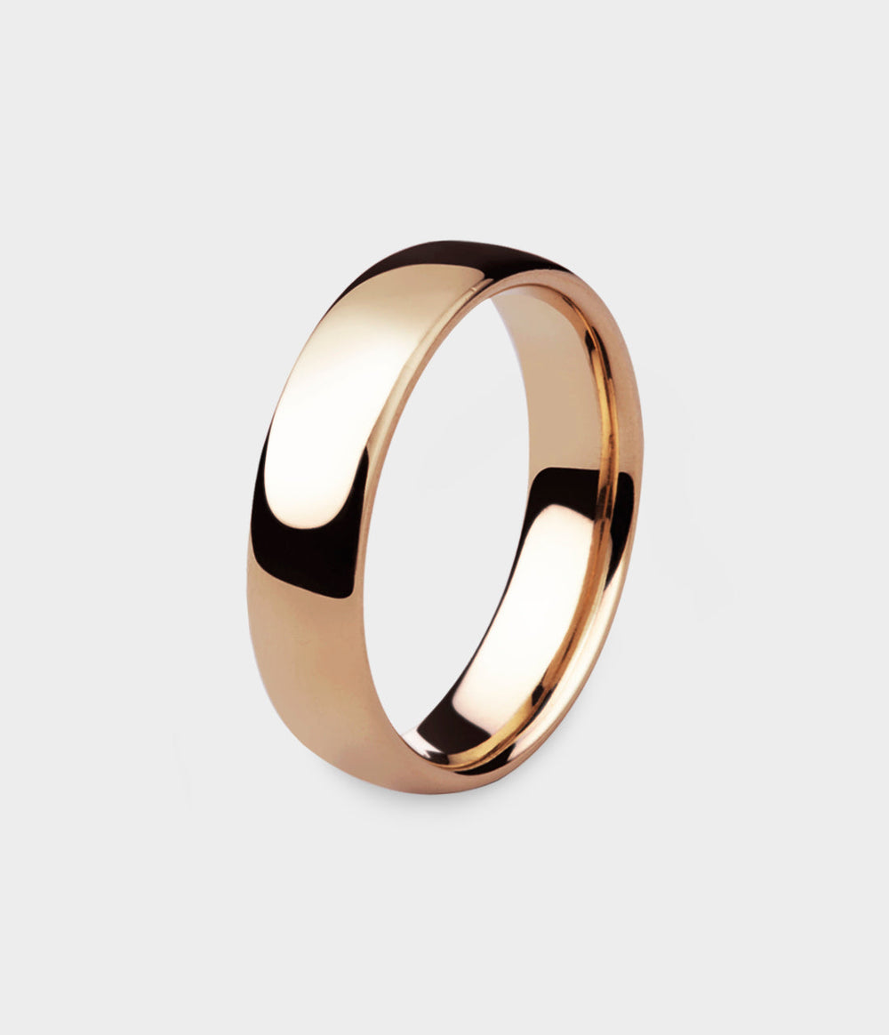 Ellipse Wide Ring in 9 Carat Rose Gold, N 1/2