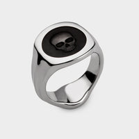 Ghost Skull Enamelled Signet Ring in Sterling Silver - Main View