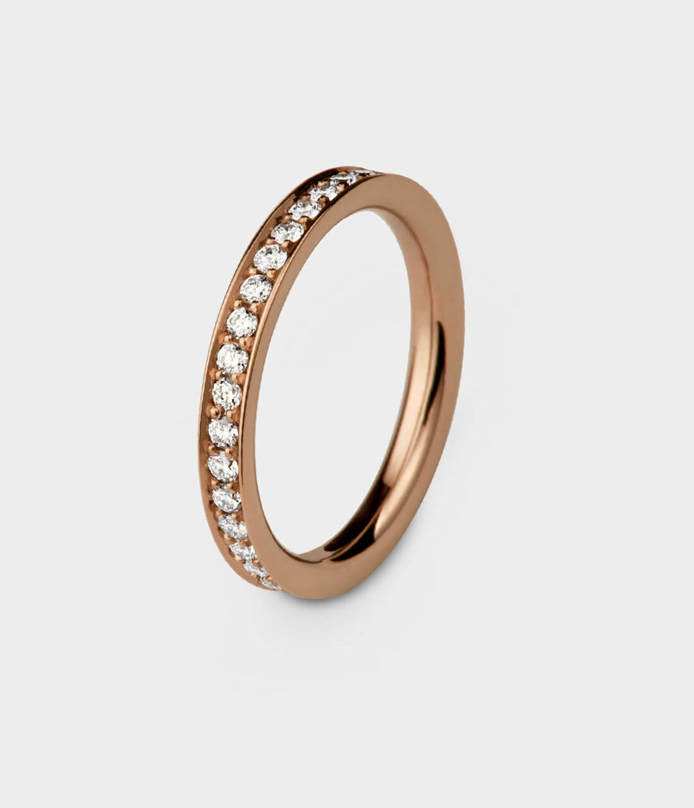 Glimmer of Light Eternity Ring in 18ct Rose Gold with Diamond, Size L1/2