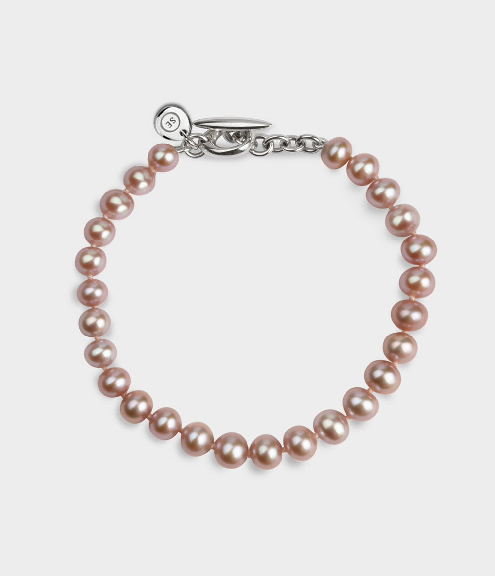 Hope Round Pearl Bracelet / Sterling Silver / Round Pink Pearls