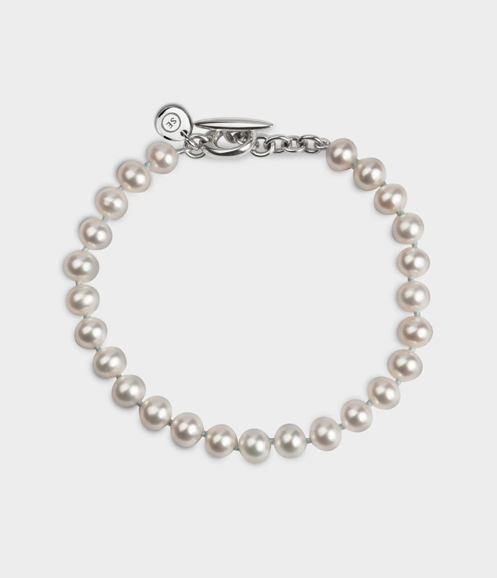 Hope Round Pearl Bracelet / Sterling Silver / Round White Pearls