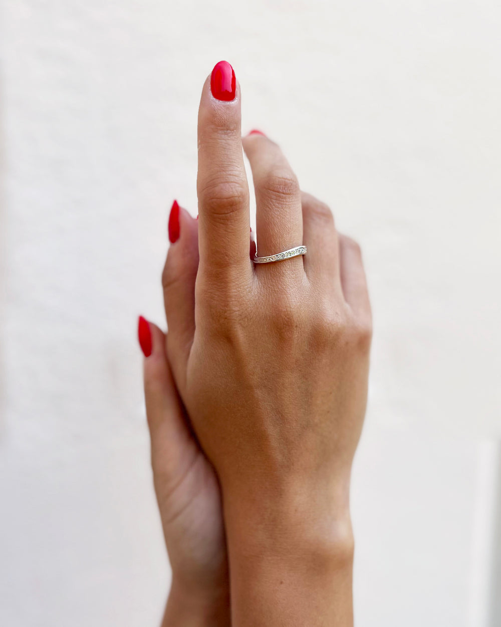 Liquid Wave Half Eternity Ring in Silver, Size L