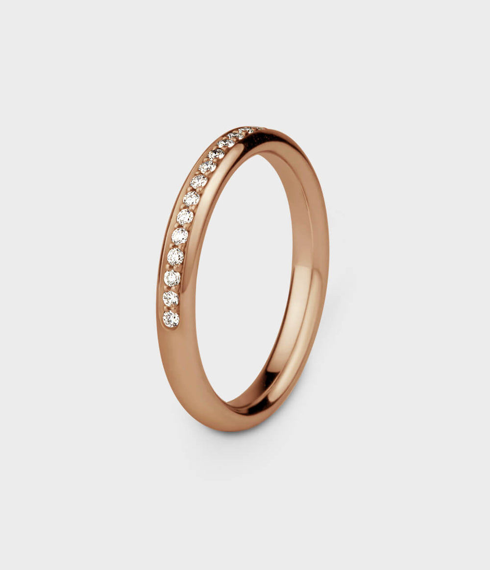 Halo Half Eternity Ring in 18ct Rose Gold with Diamonds, Size L