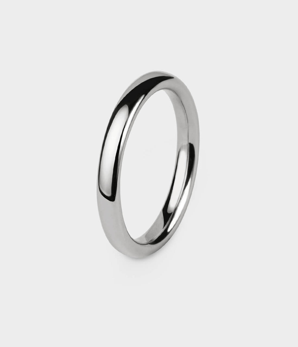 Halo Slim Wedding Ring in Silver, Size L